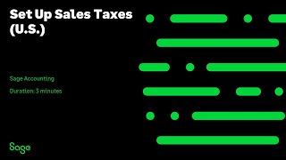 Sage Accounting - Set Up Sales Taxes (U.S.)